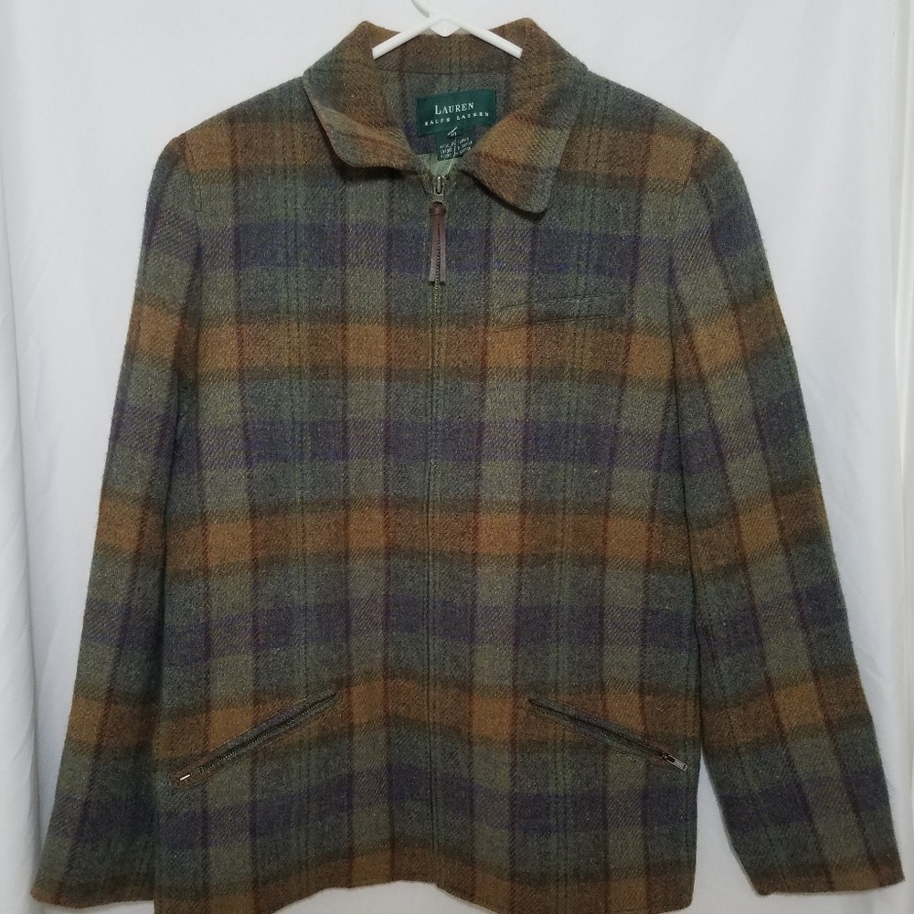 NWT LAUREN by Ralph Lauren Plaid 100% Wool Jacket